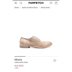 MOMA Mens Tan Suede Derby Shoes Made in Italy Oxford  43.5 EU 10.5 US $650